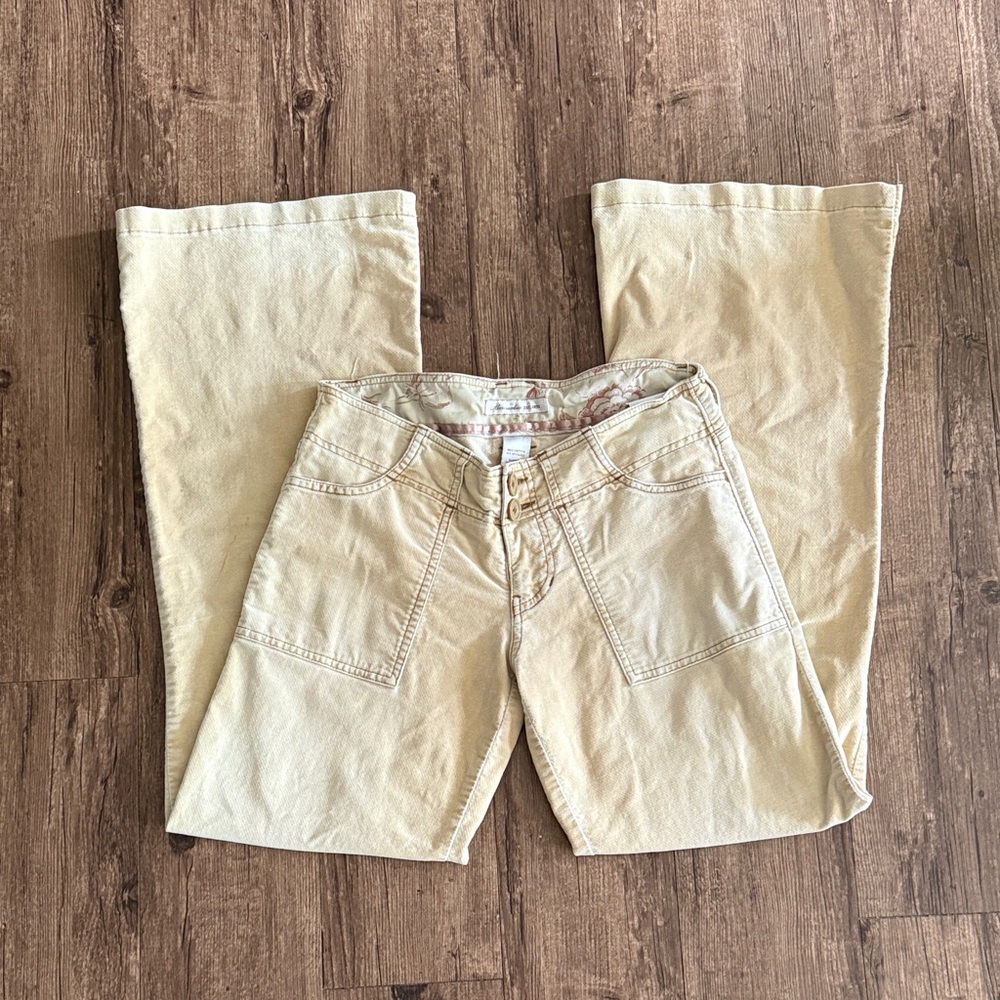 Abercrombie & Fitch Y2K Vintage Beige Khaki Corduroy Wide Leg Pants